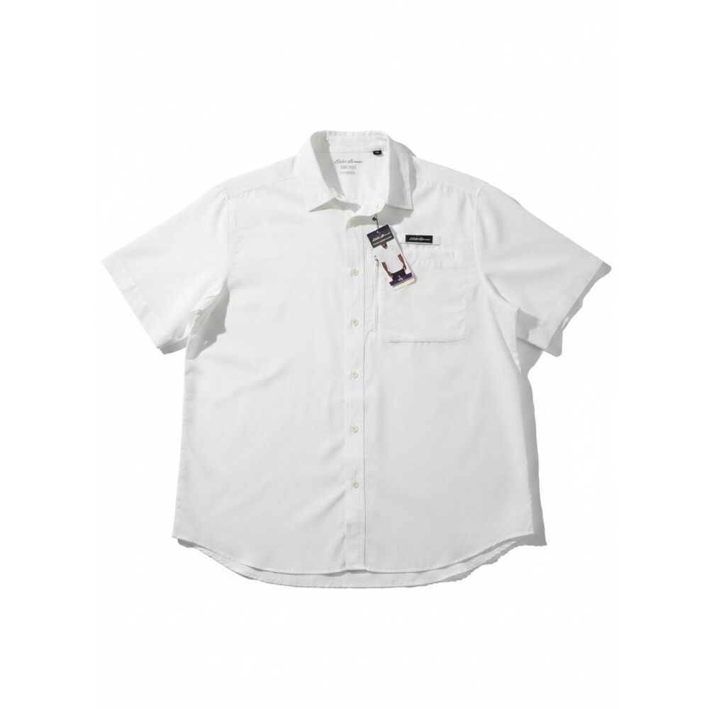 Eddie Bauer Tech Woven Shirt NWT Moisture Wicking UPF 40 White Classic XXL Golf